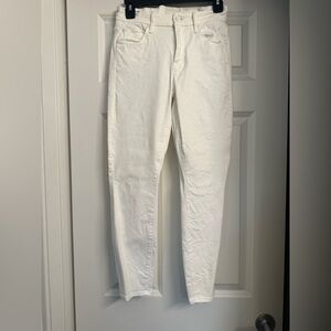 Mother The Looker Crop White Jeans 25